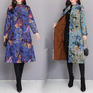 Flower Print Midi Button Coat
