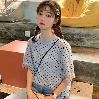 Short-sleeve Dotted Mesh T-shirt