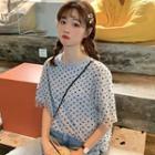Short-sleeve Dotted Mesh T-shirt