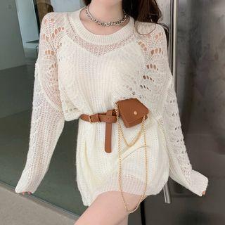 Crochet Knit Top / Slipdress / Waist Bag