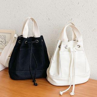 Drawstring Canvas Bucket Crossbody Bag