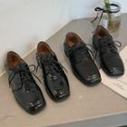 Square Toe Faux Leather Oxfords