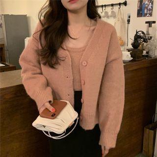Cropped Knit Camisole Top + Knit Cardigan