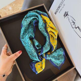 Print Scarf Aqua Green & Yellow - One Size