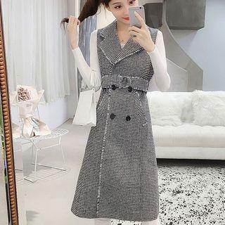 Tweed Sleeveless Double-breasted Coat