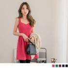 V-neck High Waist Pinafore Dress