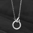 Hoop Rhinestone Pendant Sterling Silver Necklace Silver - One Size