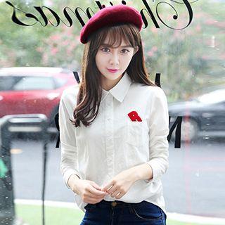 Long-sleeve Applique Blouse