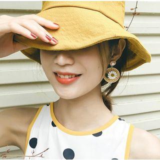 Faux Pearl Daisy Disc Dangle Earring