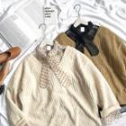 Set: Polka Dot Long-sleeve Blouse + V-neck Long-sleeve Top