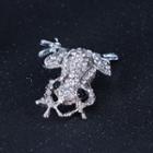 Frog Rhinestone Alloy Brooch Silver - One Size