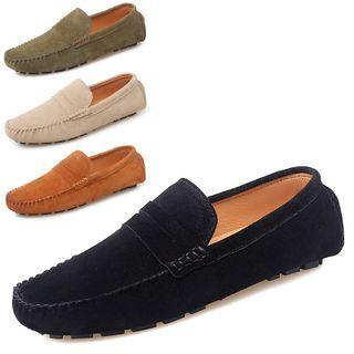 Genuine-leather Cutout Panel Casual Shoes