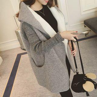Knitted Sleeve Hooded Coat