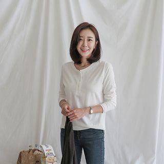 Half-placket Cotton T-shirt