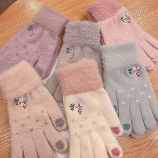 Snowman Embroidered Gloves
