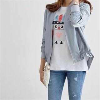 Crochet-detail Zip-up Jacket