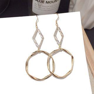 Irregular Interlocking Alloy Hoop Dangle Earring Gold - One Size