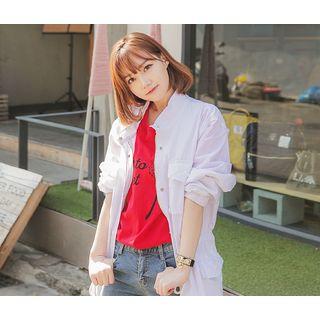 Drawstring-waisted Buttoned Front Jacket