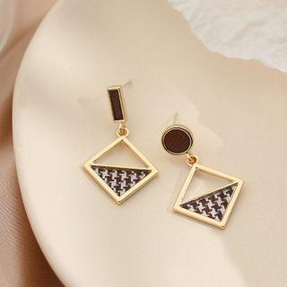 Asymmetrical Geometric Drop Earring 1 Pair - Brown - One Size