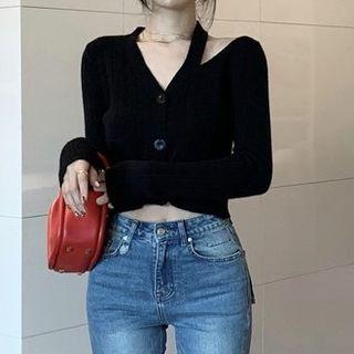 Plain Asymmetric Knit Crop Top