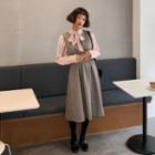Sleeveless Tab-waist Midi Herringbone Dress