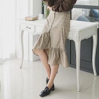Buttoned Asymmetric Mermaid Skirt
