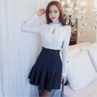 Zip-back Godet-hem Mini Flare Skirt