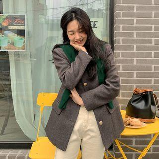 Metal-button Woolen Jacket