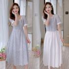 Short-sleeve Floral Dress / Set: Floral Top + Plain Skirt