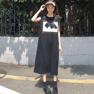 Print Sleeveless Midi T-shirt Dress