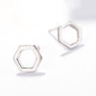 925 Sterling Silver Hexagon Earring As Shown In Figure - One Size