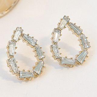 Rhinestone Earring 1 Pair - Silver Needle - Silver - One Size