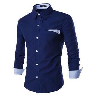 Contrast Pocket Plain Shirt