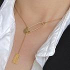 Safety Pin Necklace 0907a - Gold - One Size