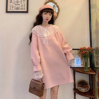 Lace Collar Mini Pullover Dress