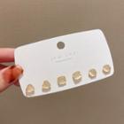 3-pair Set: Cats Eye Stone Stud Earring A252 - 1 Pair - Gold & White - One Size