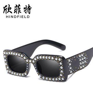 Faux Pearl Square Sunglasses