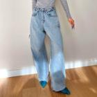 Couple Tab-waist Wide-leg Jeans