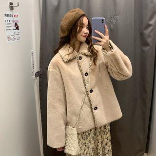 Single Breasted Coat / Straight Fit Jeans / Floral Long-sleeve Midi A-line Dress