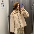 Single Breasted Coat / Straight Fit Jeans / Floral Long-sleeve Midi A-line Dress