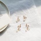 Faux Pearl Rhinestone Dangle Earring 1 Pair - Clip-on Earrings - White & Gold - One Size