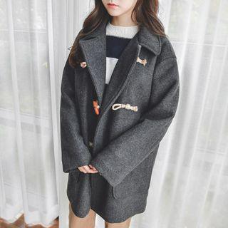 Toggle-button Wool Blend Duffle Coat