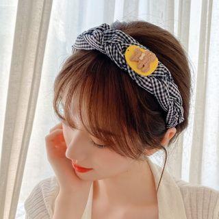 Bear Check Braided Fabric Headband