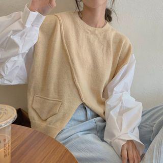 Mock Two-piece Sweater Yellow & White - One Size