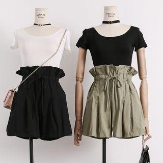 Set: T-shirt + Drawstring A-line Shorts