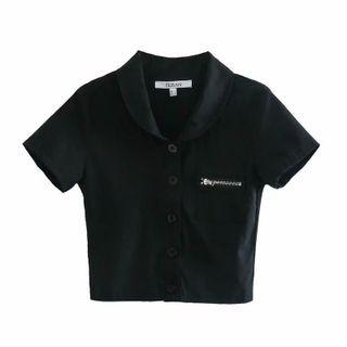 Short-sleeve Pocket Detail Blouse