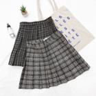 Tweed Pleated Mini A-line Skirt