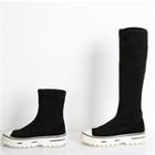 Cap-toe Faux-suede Boots In 2 Types