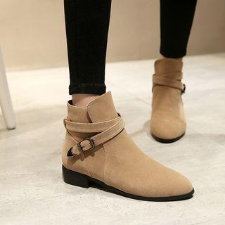 Belted Cross-strap Ankle Boots
