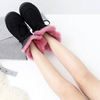 Genuine Leather Lace-up Ankle Snow Boots